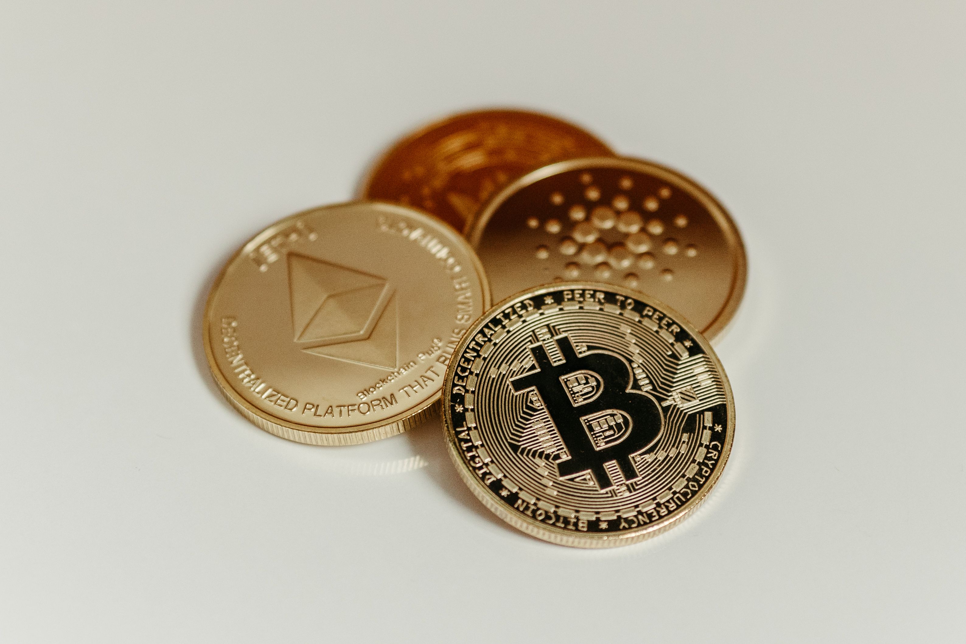 Cryptocurrency coins representing digital asset trading